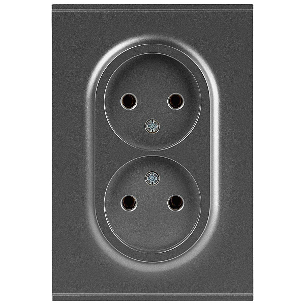 Розетка ЭРА Arktik 16-2107-06 без заземления двойная 2X2P 16А-250В графит Б0071686