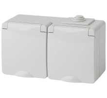 Розетка ЭРА Эксперт 2х2P E IP65 со шторками 16A 250V 11-2604-03 Б0035992