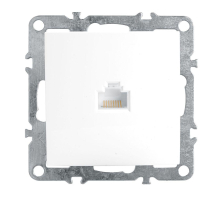 Розетка компьютерная 1-местная RJ-45 (механизм), Stekker PST00-9107-01 Эрна, белый 39314