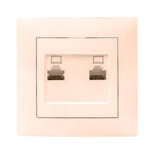 Валенсия розетка компьютерная RJ-45 2-местная кремовая EKF PROxima EWK02-035-20