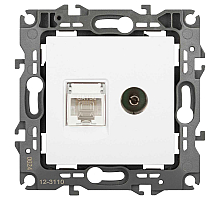 Розетка ЭРА Серия 12 12-3110-01М комбинированная RJ45+TV, белый матовый Б0065691