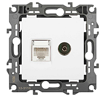 Розетка ЭРА Серия 12 12-3110-01М комбинированная RJ45+TV, белый матовый Б0065691