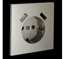 Накладка для розетки с заземлением и защитными шторками с USB A+A S70 (шелк) Voltum VLS000904