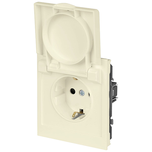 Розетка ЭРА Arktik 16-2103-02 с заземлением 2P+E Schuko со шторками с крышкой 16А-250В слоновая кость Б0070435