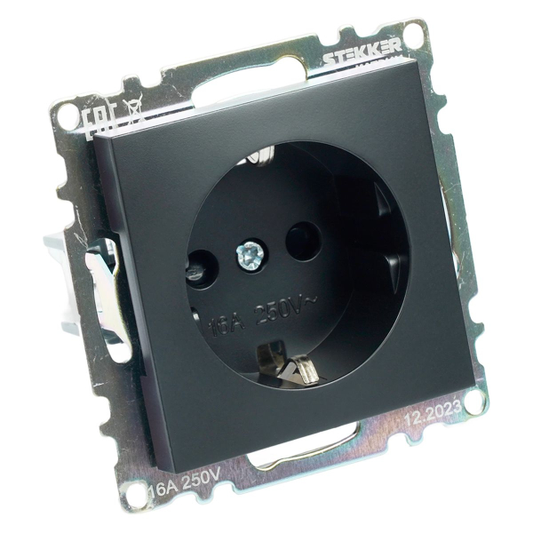 Розетка 1-местная Stekker Катрин GLS16-7110-05 черный 39610