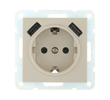 Розетка LK Studio с з/к + 2хUSB разъема, 2А (бежевый) LK60 868001-1