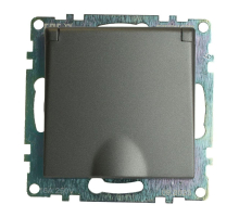 Розетка 2P+PE Stekker Катрин со шторками крышкой графит GLS16-7112-06 49424