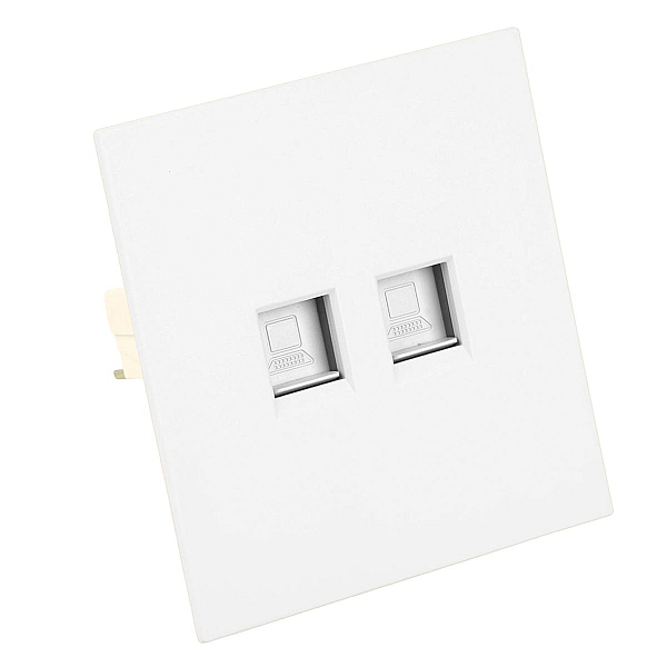 Розетка компьютерная 2-местная RJ-45 (механизм) Stekker Мия RST00-3111-01 белая магнолия 50437