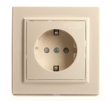 Розетка 2P+PE Stekker Эрна со шторками слоновая кость PST16-9010-02 39236