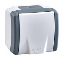 Розетка 2К Mono Electric Octans IP54 16A 250V бело-серый 154-020006-116