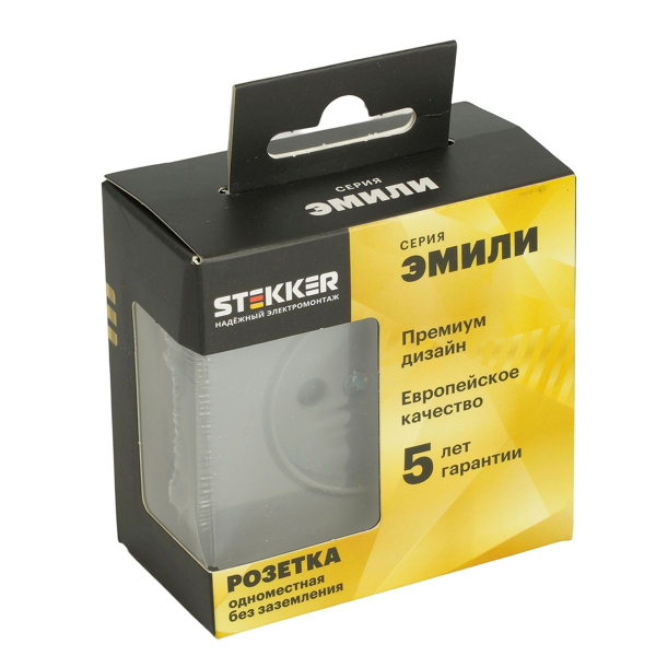 Розетка 1-местная с защитной шторкой (механизм), STEKKER, б/з, 250В, 16А, серия Эмили, RST16-5109-10, платиново-серый, soft touch 49954