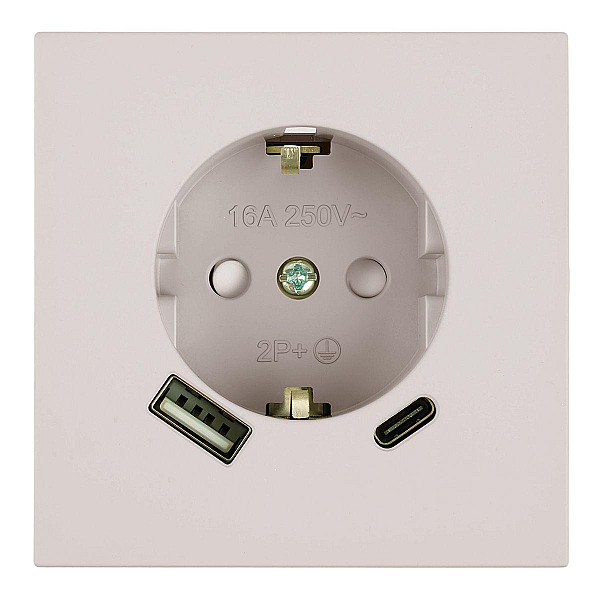 Розетка 1-местная з/ш с/з 16А + USB + Type C (механизм) Stekker 250В 20W Мия RST16-3119-08 пудровый жемчуг 50482