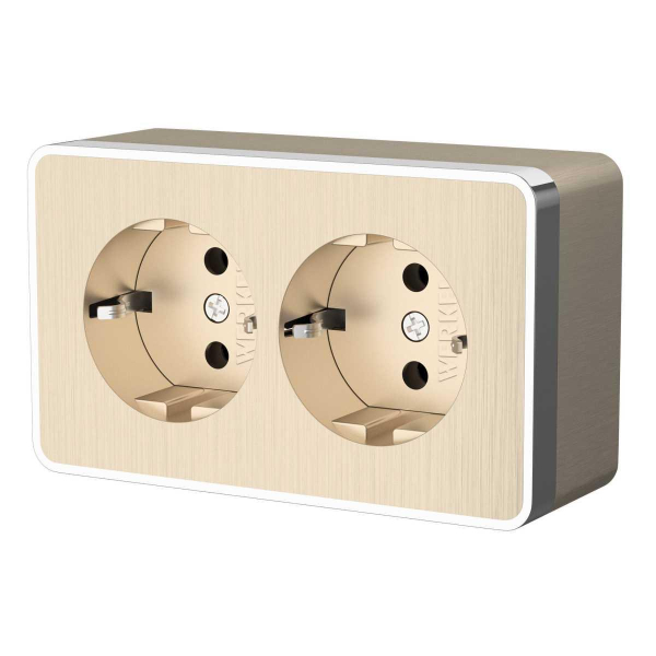 Розетка Werkel двойная с заземлением Gallant шампань рифленый W5072110 4690389164682