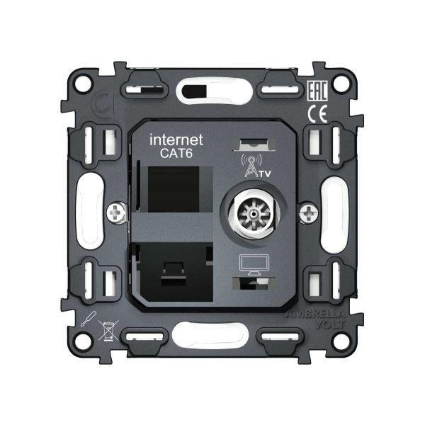 Механизм розетки компьютерной + TV оконечной RJ-45 (8P8C) AMBRELLA VOLT VM VM195