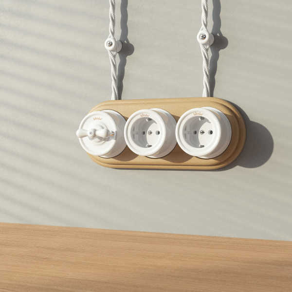 Розетка с заземлением Werkel Ретро белый W5671001 4690389166792