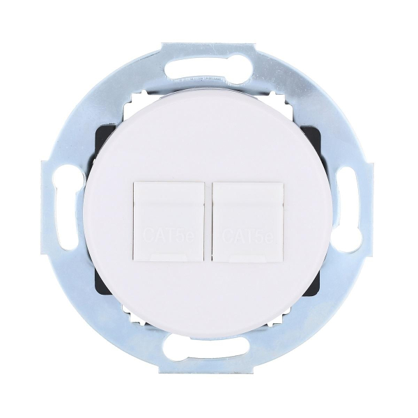 Розетка LK Studio компьютерная 2хRJ-45 кат. 5е с накладкой (белый) Vintage 886204-1