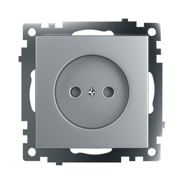 Розетка 2P Stekker Катрин со шторками серебро GLS10-7109-03 39581