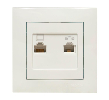 Валенсия розетка RJ-45+RJ11 2-местная белая EKF PROxima EWK02-035-30