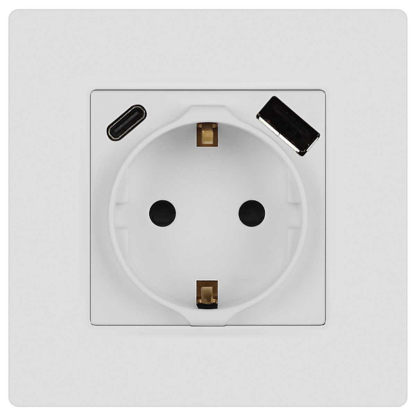 Розетка ЭРА Серия 12 12-4108-01М 2P+E 16A-250В со шторками с USB type-A+C 5В-3А белый матовый Б0067711