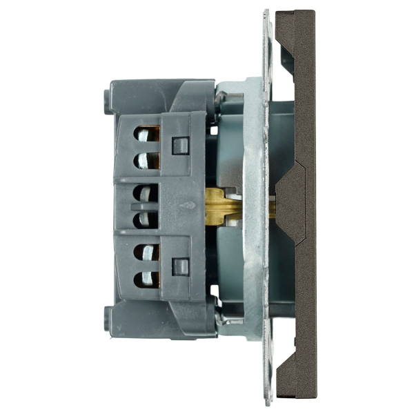 Розетка 1-местная с защитной шторкой с/з (механизм), Stekker, 250В, 16А Эмили, RST16-5110-09, антрацит, soft touch 49932