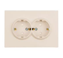 Розетка 2-местная с защитной шторкой, Stekker, с/з, 250В, 16А Эмили, RST16-5114-08, кашемир, soft touch 49908