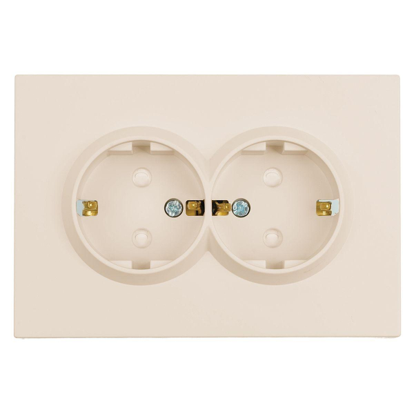 Розетка 2-местная с защитной шторкой, Stekker, с/з, 250В, 16А Эмили, RST16-5114-08, кашемир, soft touch 49908