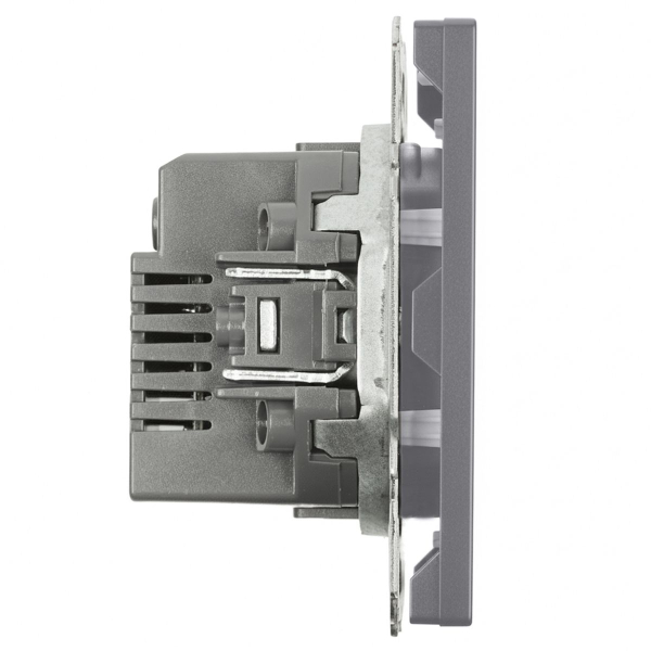 Розетка 2-местная USB + Type C (механизм), STEKKER, 250В, 20W, серия Эмили, RST10-5115-10, платиново-серый, soft touch 49957