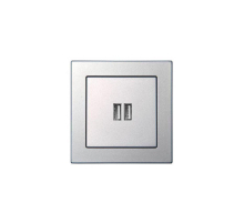 Розетка 2xUSB Liregus Epsilon серебро 28-1857