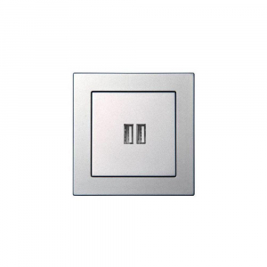 Розетка 2xUSB Liregus Epsilon серебро 28-1857