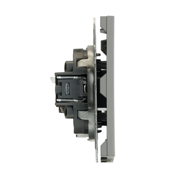 Розетка компьютерная 1-местная RJ-45 (механизм), STEKKER, серия Эмили, RST00-5117-10, платиново-серый, soft touch 49951