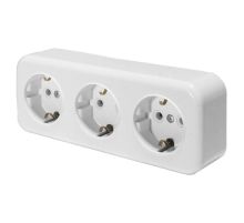 Розетка тройная 2P+PE Stekker Брест белый PST16-51-20 39697