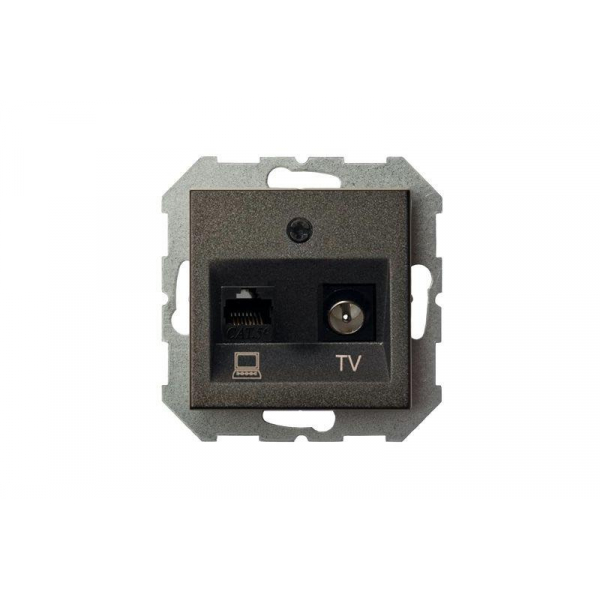 Розетка RJ45/TV Liregus Epsilon антрацит 28-113 Розетка RJ45/TV Liregus Epsilon антрацит 28-113