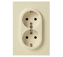 Розетка ЭРА Galaxy 15-2104-02 с заземлением двойная 2X2P+E Schuko 16А-250В IP20 слоновая кость Б0070679