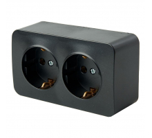 Розетка двойная 2P+PE Stekker София черный матовый MST16-12-05 49498