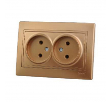 Розетка 2-ая без зазем. Lezard Mira золото 701-1313-128