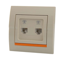 Розетка 2-ая телефонная евро Lezard Deriy кремовая 702-0303-138