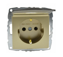 Розетка 2К+З Mono Electric Despina/ Larissa 16A 250V с крышкой винтовое подключение титан 500-002221-118