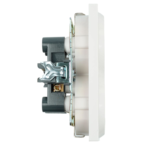 Розетка двойная 2P+PE Stekker Катрин со шторками белый GLS16-7114-01 39574