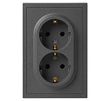 Розетка ЭРА Galaxy 15-2105-06 с заземлением двойная 2X2P+E Schuko со шторками IP20 16А-250В графит Б0070707