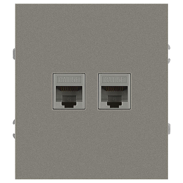 Розетка ЭРА Arktik 16-3108-07 информационная двойная 2XRJ45 титан Б0070490