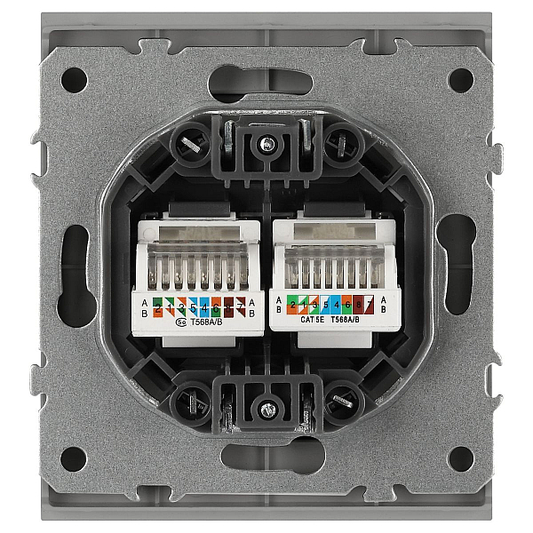 Розетка ЭРА Arktik 16-3108-03 информационная двойная 2XRJ45 алюминий Б0070486