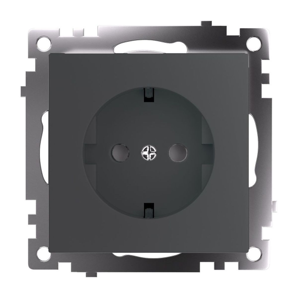 Розетка 2P+PE Stekker Катрин со шторками графит GLS16-7110-06 49423