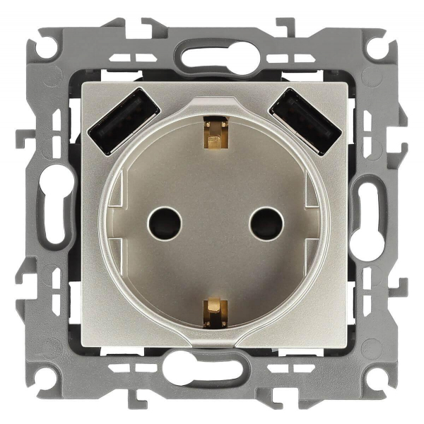 Розетка Эра Elegance 2P E со шторками 16A 250V 2xUSB 14-4109-04 Б0047870 Розетка Эра Elegance 2P E со шторками 16A 250V 2xUSB 14-4109-04 Б0047870