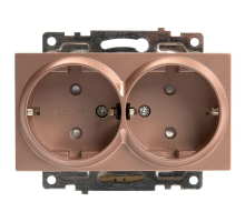 Розетка двойная 2P+PE Stekker Катрин со шторками шампань GLS16-7114-02 39598