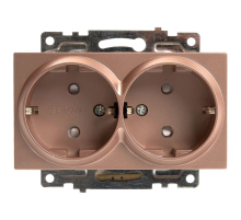 Розетка двойная 2P+PE Stekker Катрин со шторками шампань GLS16-7114-02 39598