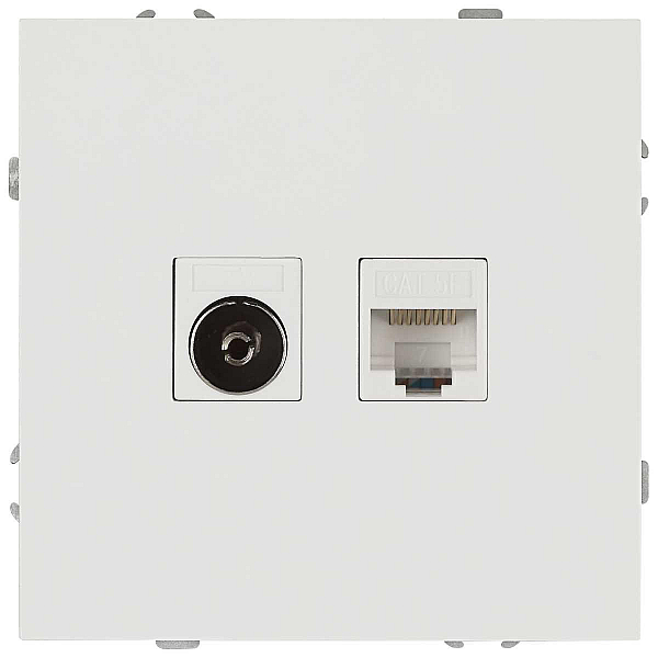 Розетка ЭРА Galaxy 15-3110-01 комбинированная RJ45+TV IP20 белый Б0070776
