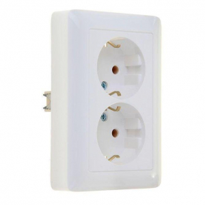 Розетка двойная 2К+З Systeme Electric Хит 16A 250V белая RS16-236-B