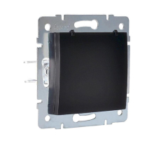 Розетка с зазем. с крышкой Lezard Karina черная 707-4288-123B