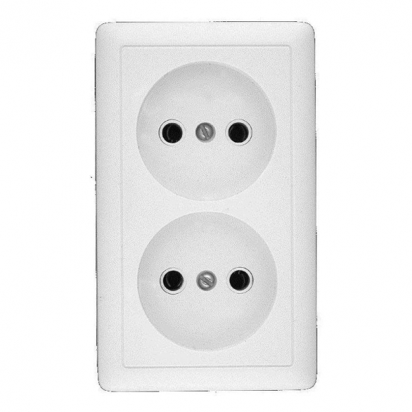 Розетка двойная 2К Systeme Electric Хит 16A 250V белая RA16-237-B