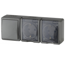 Блок розетки-выключатель ЭРА Эксперт IP54 16A 250V 11-7403-03 Б0027674